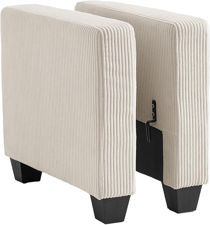 CHIC HOUSE Middle Module for Modular Couch, Corduroy Customizable Chaise, Storage Ottoman for Sectional Sofa, Armrest, Single/Double Seater