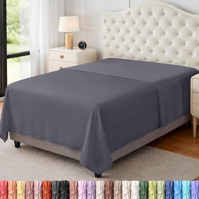 Utopia Bedding Flat Sheet - 1 Pack (Twin XL, Grey) - Soft Brushed Microfiber Fabric - Shrinkage & Fade Resistant Top Sheet - Easy Care Bed Sheet