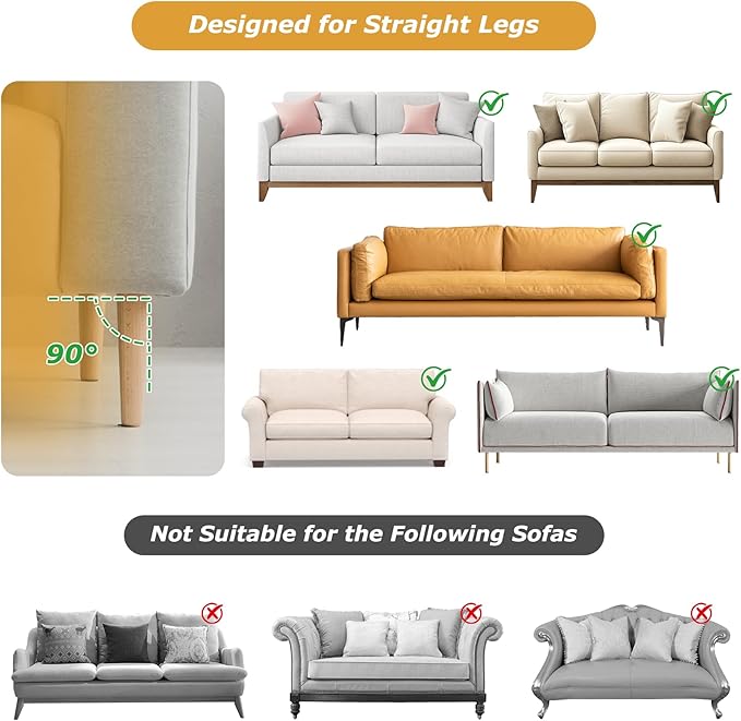 Under Couch Blocker 5 in x 13 ft, Adjustable Elastic Sofa Blocker to Prevent Kids and Pets Toys, Strap Barrier Gap Bumper Couch Guards for Bottom Standard Sofa, Bed, Furniture with Straight Legs