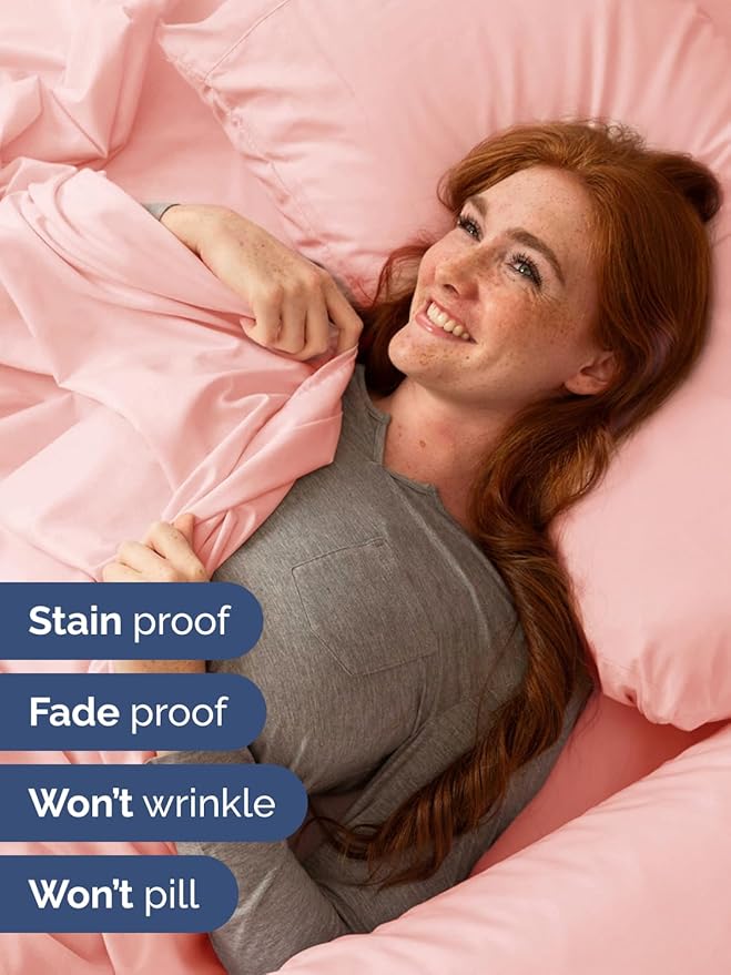 Extra Deep Full Sheet Set - 6 Piece Breathable and Cooling Sheets - Hotel Luxury Bedding for Women, Men, Kids & Teens - Easy Secure Fit - Soft, Wrinkle Free and Comfy - Extra Deep Pockets - Baby Pink