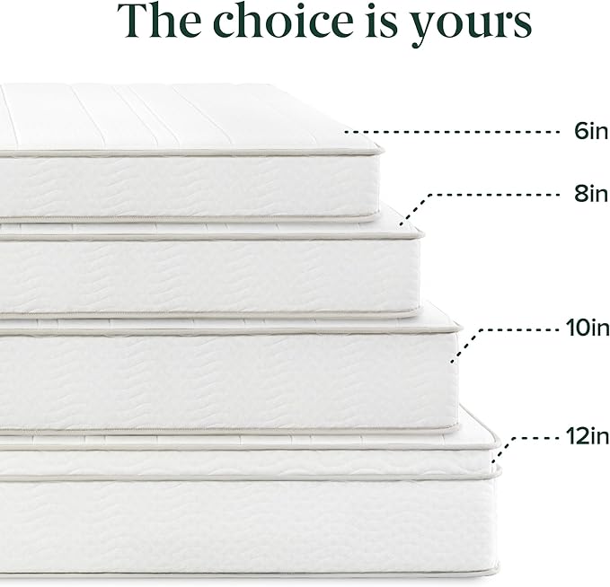 Zinus 8 Inch Foam and Spring Hybrid Mattress [New Version], Twin, Fiberglass Free, Medium Firmness, Durable Support, Certified Safe Foams & Fabric, Mattress in A Box, White