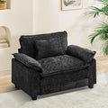 Modular Sectional Sofa, Comfy Cloud Couch Sectional Sofa, Chenille Sofa Sleeper Deep Seat Sofa with Throw Pillows for Living Room (Black, 53"- Single Seat)