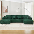 Sectional Cloud Boneless Couch 137" Modern Comfy U-Shaped No Assembly Required Convertible Compression Sleeper Modular Sofa with Corduroy Fabric Deep Seat Single + Chaise for Living Room
