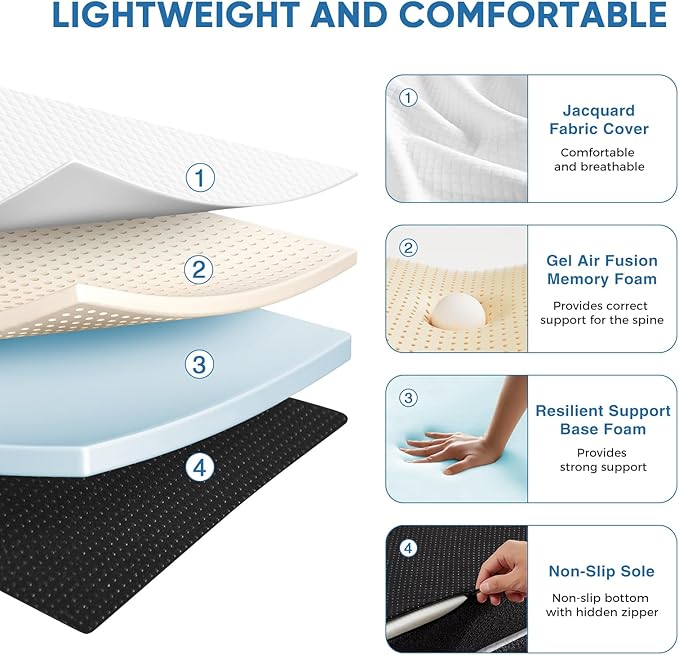 OLIXIS Tri-fold Memory Foam Mattress - 4 Inch Twin XL Size Portable Floor Bed, Foldable Mat for Kids and Adults, Collapsible and Washable Cover with CertiPUR-US Certified, for Travel & Camping & Yoga