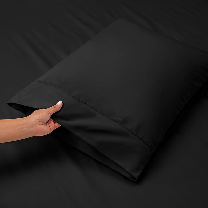 Hearth & Harbor Extra Deep Pocket King Size Sets - Fits Mattress 18-24 Inches Deep - Extra Deep Pocket Sheets - 6 Piece King Size - Black
