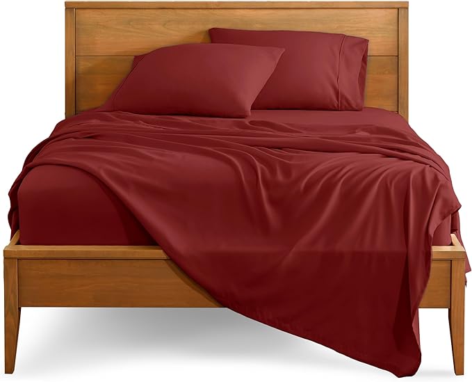 Bare Home Full XL Sheet Set - 1800 Ultra-Soft Microfiber Full Extra Long Bed Sheets - Double Brushed - Deep Pockets - Easy Fit - 4 Piece Set - Bedding Sheets & Pillowcases (Full XL, Rosewood)