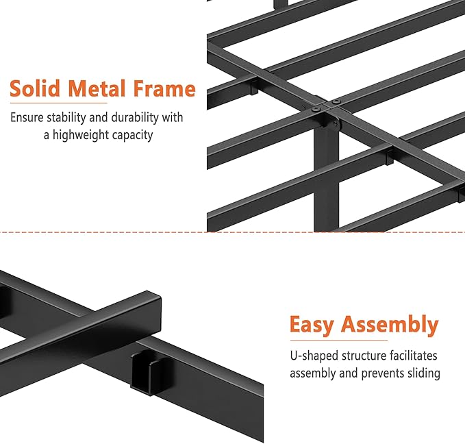 DIIYIV California King Bed Frame-Classic Metal Platform Bed Frame,Mattress Foundation with Steel Slat Support,Under Foundation Storage,No Box Spring Needed, Easy Assembly,California King Size