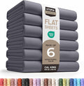 Utopia Bedding Flat Sheets - Pack of 6 - Soft Brushed Microfiber Fabric - Shrinkage & Fade Resistant Top Sheets - Easy Care (California King, Grey)