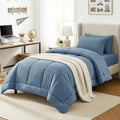 CozyLux Twin Comforter Set with Sheets Dusty Blue, 5 Pieces Bed in a Bag, Grayish Blue Comforter Twin Size, All Season Bedding Set with Stitch Quilted Comforter, Flat Sheet, Fitted Sheet, Pillowcases