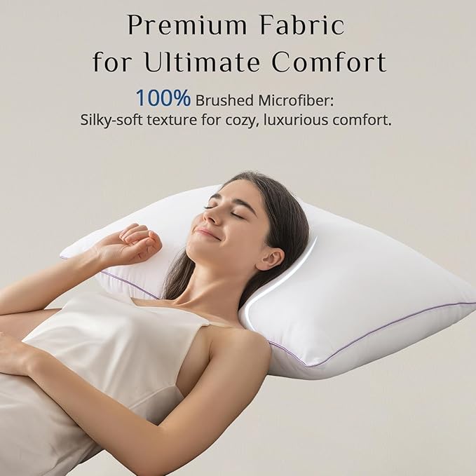 JOLLYVOGUE Pillows Standard Size Set of 4, Washable Supportive Full Size Bed Pillows with Super Soft Down Alternative Fill, Luxury Fluffy Hotel Quality for Side, Back and Stomach Sleepers