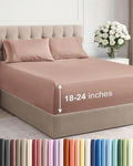 Extra Deep Twin XL Sheet Set - 4 Piece Breathable and Cooling Sheets - Hotel Luxury Bedding for Women, Men, Kids & Teens - Easy & Secure Fit - Soft, Wrinkle Free and Comfy - Extra Deep Pockets - Mauve