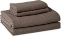 Amazon Basics King Bed Sheet, 4-Piece Bedding Set, Double Brushed Microfiber, Ultra Soft, Easy Care, Brown