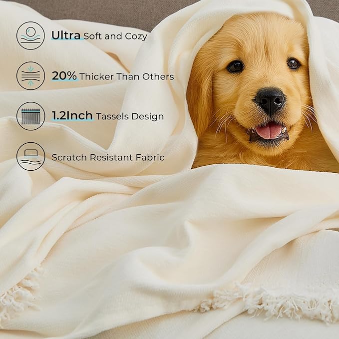 Sectional Couch Covers, 2 Pieces Chenille Sofa Cover L Shaped Couch Cover Blanket for Dogs Washable Sofa Slipcovers Pet Furniture Protector (XX-Large: 71" x 118" + 71" x 118", Beige)