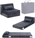 Tiita Convertible Folding Kids Sofa Bed with Pillow & Storage Bag, Plush Fabric Floor Mattress Couch Bed, Washable Cover, Kids Room, Playroom, Dorm, Apartment, Navy