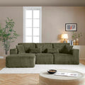 110" Cloud Sectional Couch, Modular Sectional Sofa with Deep Seat, Corduroy Upholstered Boneless Couch for Living Room Bedroom, Left Facing Chaise (Green)