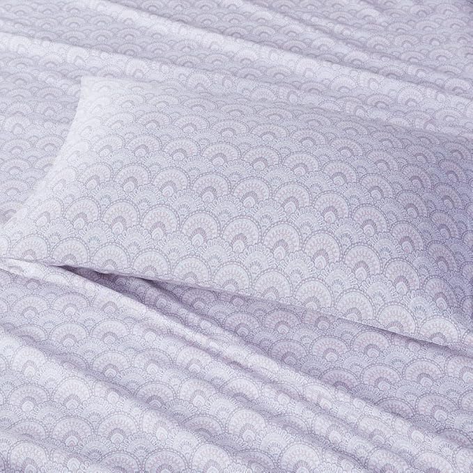 Comfort Spaces 100% Cotton Sheet Set Breathable, Lightweight, Soft with 12" Elastic Pocket Fits up to 14" Mattress, All Season Cozy Bedding, Matching Pillow Case, Twin Tabitha Purple 3 Piece