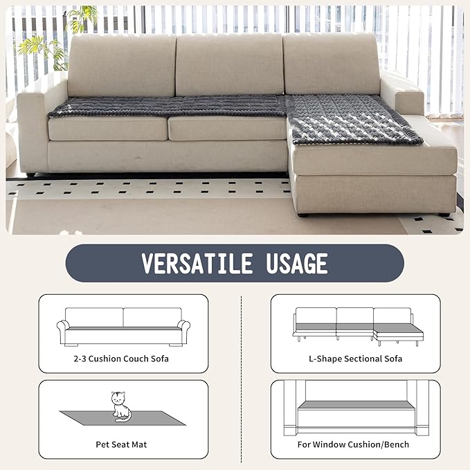 Sofa Couch Cover, Sofa Covers for Dogs Washable, Non-Slip Striped Sofa Slipcovers for Sectional Sofa, Sofa Cover Furniture Protector for L Shaped(Dark Grey, 27.6"x 59")