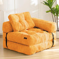 MAXYOYO Folding Sofa Bed, L-Shaped Convertible Sofa Bed Foldable Sleeper with Pillow, Portable Fold Out Chair Lounge for Living Room Bedroom, Orange