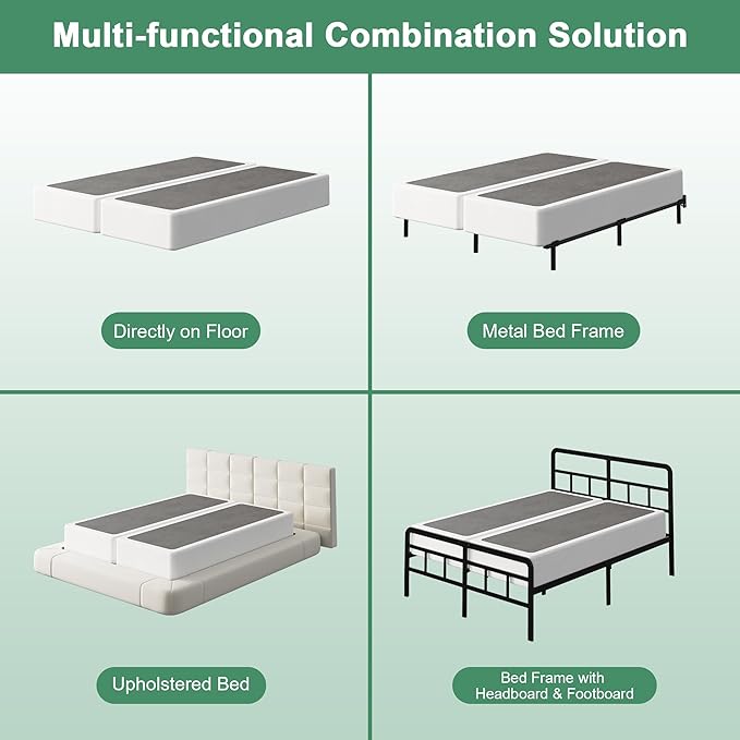 Lutown-Teen 9 Inch Split California King Box Spring Bed Base, 3500lbs Heavy Duty Metal High Profile Cal King Box Spring Mattress Foundation with Fabric Cover, Noise-Free, Non Slip, Easy Assembly