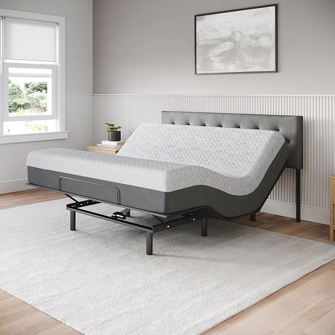 Celestial Sleep Aurora Adjustable Bed Base (Frame) + 10 inch Gel Memory Foam Mattress (Medium), Easy Assembly, Head and Foot Lift, Zero Gravity, Memory Positions, CertiPUR-US Bed - King