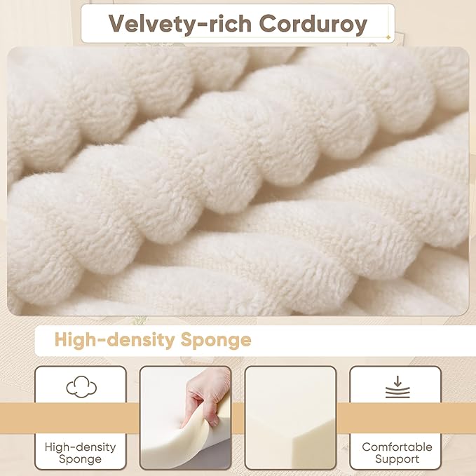 YESHOMY 98.4" Boneless Couches for Living Room, Comfy Modular Sectional Couch, Cloud Couch with Deep Seat, L-Shaped Sofa with Ottoman, Beige