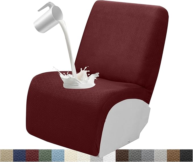 Waterproof Reclining Sectional Couch Covers Washable L Shaped Couch Cover for Sectionals Recliner Sofa Covers Stretch Corner Recliner Slipcovers for Dogs (Additional Seat Cover, Wine Red)