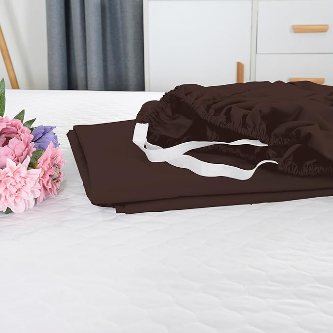 Elegant Comfort 1500 Premium Hotel Quality 18-21 Inches Deep - Extra Deep Pocket Single Fitted Sheet for High Mattress, Luxury and Softest, Smart Pocket - Wrinkle Free, Full, Chocolate Brown