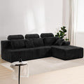 106’’ Sectional Couch with High Backrest, L-Shape Modular Sectional Sofa Convertible Left or Right Chaise, Cloud Corduroy, Boneless Couches Comfortable for Living Room(Black)