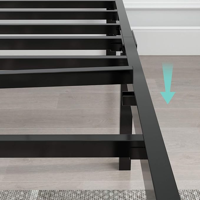 yookare 14 Inch Tall 3500lbs Heavy Duty Metal Bed Frame/with Storage/Mattress Foundation/Steel Slats Platform/Noise Free/No Box Spring Needed,Twin XL