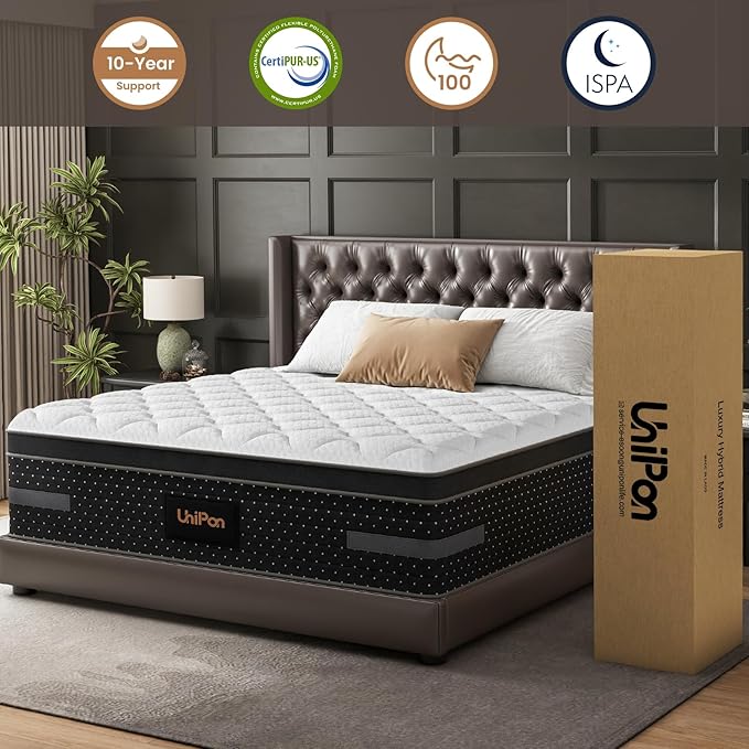 Extra Firm King Mattress, 14 Inch Hybrid Mattresses in a Box Hotel Collection with Extra Back & Hip Support, Deep Sleep Comfort, Zoned Support, Fiberglass-Free & CertiPUR-US Certified, 365-Night Trial