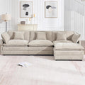 111.5" Modular Sectional Sofa, Large L Shaped Sectionals Cloud Couch, Big Comfy 3-Seat Couch with Ottoman, 4 Seater Chenille Sectional Sofa with Deep Seat and 5 Pillows for Living Room- Camel