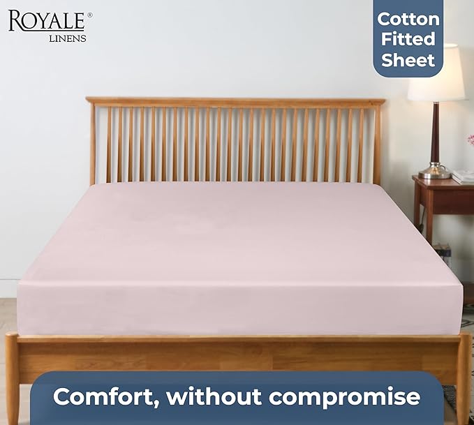 Royale Linens 100% Organic Cotton Fitted Sheet - Percale Weave - Super Soft Deep Pocket Bottom Sheets - Elastic Sheet King Size - King Fitted Sheets Only - (78"x80"+15", Lavender)