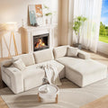 108” Cloud Sectional Couch, Modern Modular Sectional Sofa with Deep Seat, Corduroy Boneless Couches with Chaise, L-Shaped Sofa for Living Room, 4 Storage Pockets (Right Facing Chaise, Beige)