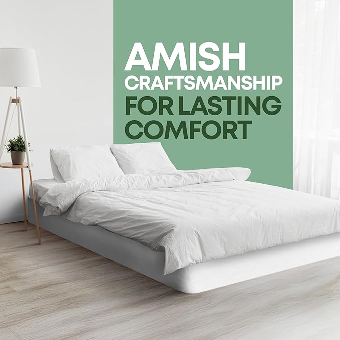 Greaton, 8” Full Size Box Spring Only for Full Size Bed – Amish-Made in The USA – Solid Wood Mattress Foundation with Stable & Quiet Support – Flat-Packed & Easy Assembly – White