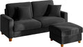 Kidirect 70in L Shaped Couch, Modular Sofa No Tool Assembly, Comfy Sectional Couches for Living Room 21in Deeper Seats, Corduroy Sofas for Living Room with 2 Pillows, Loveseat Sofa Set, Black Couch | Comfy Corduroy, Oversized 70in Couch, 700LB Tough, T...