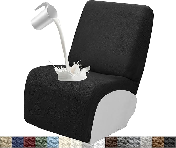 Waterproof Reclining Sectional Couch Covers Washable L Shaped Couch Cover for Sectionals Recliner Sofa Covers Stretch Corner Recliner Slipcovers for Dogs (Additional Seat Cover, Black)