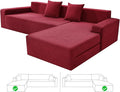 ZNSAYOTX Sectional Couch Covers, Stretch Jacquard Slipcovers with Elastic Bottom for L-Shape Sectional Sofa, 2 Pcs Pet Friendly Modular Sofa Protector (3 Seat Couch + 2 Seat Chaise, Wine Red)
