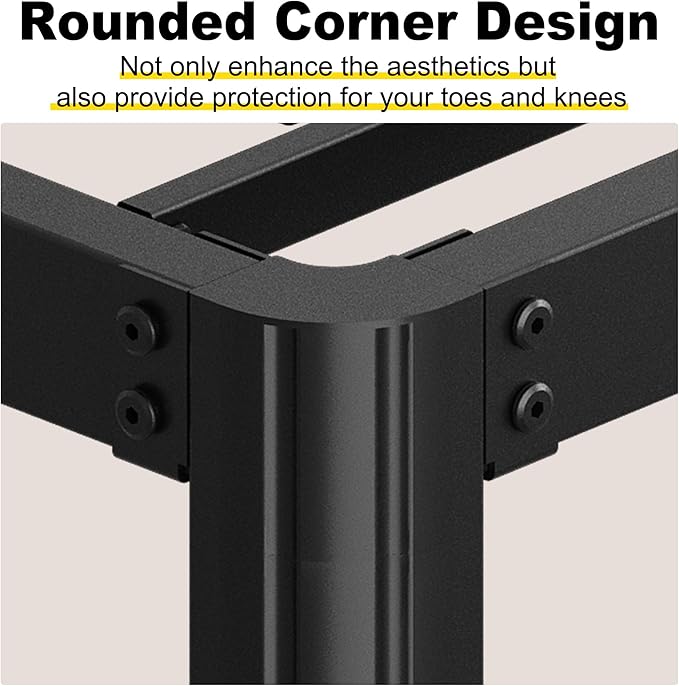 Yicensen 4 Inch Low Bed Frame Queen Rounded Corner No Box Spring Needed, Heavy Duty Metal Queen Size Platform Bed Frame, Easy Assembly, Noise Free, Black