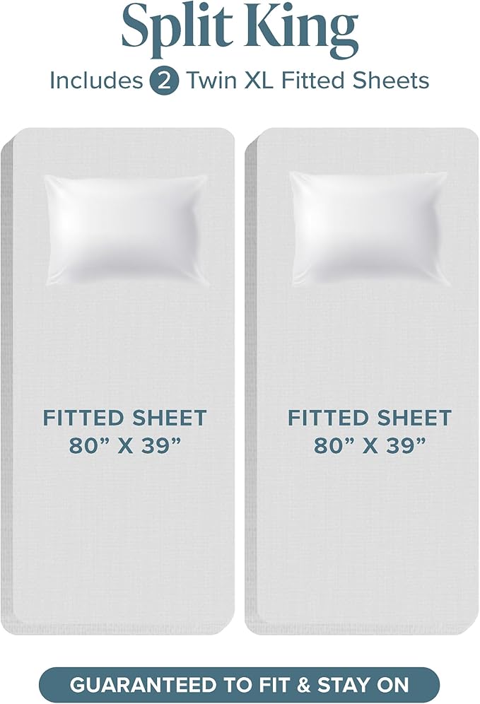 Bare Home Split King Sheet Set - 1800 Ultra-Soft Microfiber Bed Sheets - Double Brushed - Deep Pockets - Easy Fit - 5 Piece Set - Bedding Sheets & Pillowcases (Split King, Lavender)