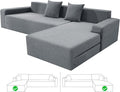 ZNSAYOTX Sectional Couch Covers, Stretch Jacquard Slipcovers with Elastic Bottom for L-Shape Sectional Sofa, 2 Pcs Pet Friendly Modular Sofa Protector (3 Seat Couch + 2 Seat Chaise, Light Grey)