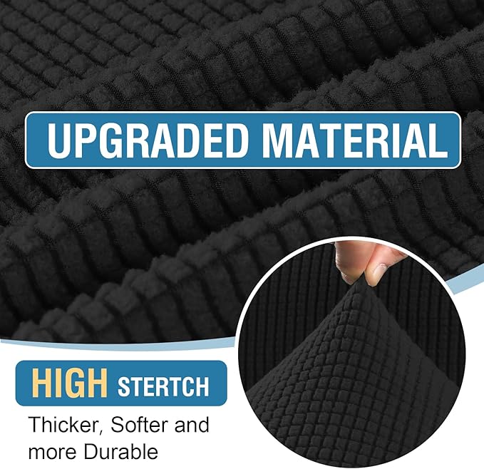 H.VERSAILTEX 2025 New Sectional Couch Covers 6 Pieces Stretch Sofa Covers for Sectional Sofa Set Separate L Shaped Couch Cover for Both Left/Right Couch (Seat and Back: 1 Chaise + 2 Sofa, Black)