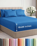 Extra Deep Cal King Sheet Set - 6 Piece Breathable and Cooling Sheets - Hotel Luxury Bedding for Women, Men, Kids & Teens - Easy & Secure Fit - Soft and Wrinkle Free - Extra Deep Pockets - Royal Blue