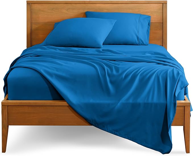 Bare Home Twin Sheet Set - 1800 Ultra-Soft Microfiber Twin Bed Sheets - Double Brushed - Deep Pockets - Easy Fit - 3 Piece Set - Bedding Sheets & Pillowcases (Twin, Medium Blue)