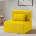 FILUXE Convertible Folding Sofa Bed-Sleeper Chair with Pillow, Modern Linen Fabric Floor Futon Couch, Foldable Mattress for Living Room/Dorm/Guest Use/Home Office/Apartment,Single Size,Yellow