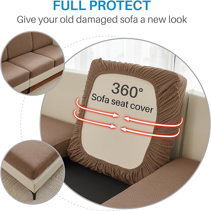 Deep Dream Sectional Couch Covers, 1 Piece Chaise Lounge Slipcover L Shape for Sectional Sofa, Separate Couch Cushion Chaise Cover for Both Left/Right Sectional Couch (1 Piece Chaise Cover, Brown)