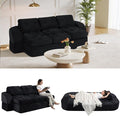 MeMoreCool Floor Sofa Black Boneless Cloud Couch – 3-Seater Convertible Sofa Bed, Tufted Corduroy, No Assembly Modular Cushion Design, Compressed in a Box, for Living Room and Bedroom