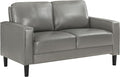 Coaster Home Furnishings - Ruth - Faux Leather - Upholstered Loveseat with Track Arms, Foam-Filled Cushions, and Straight Tapered Legs - Living Room - Gray - 508366