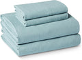 Amazon Basics King Bed Sheet, 4-Piece Bedding Set, Double Brushed Microfiber, Ultra Soft, Easy Care, Blue