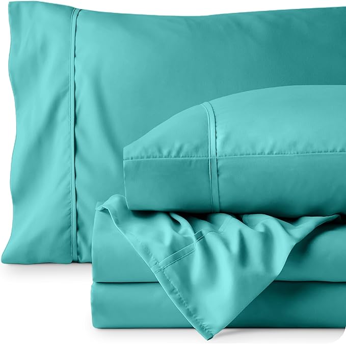 Bare Home Full XL Sheet Set - 1800 Ultra-Soft Microfiber Full Extra Long Bed Sheets - Double Brushed - Deep Pockets - Easy Fit - 4 Piece Set - Bedding Sheets & Pillowcases (Full XL, Turquoise)