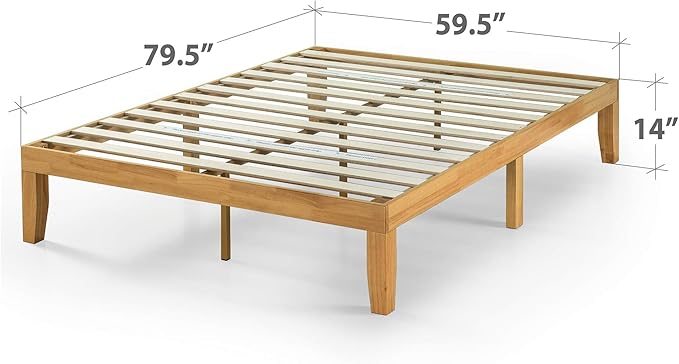 ZINUS Moiz Wood Platform Bed Frame / Wood Slat Support / No Box Spring Needed / Easy Assembly, Natural, Queen